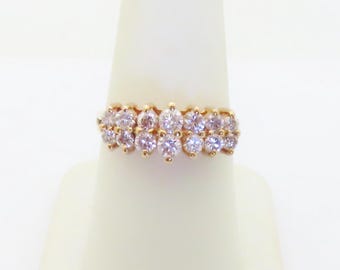 14k Natural Diamond Wedding Band Double Diamond Bands Vintage Anniversary Rings Solid Gold Jewelry Special Occasion 1.08ctw Size 8.25 R1427