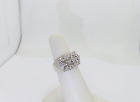 Antique Diamond Ring Filigree Natural Diamonds Ri… - image 4