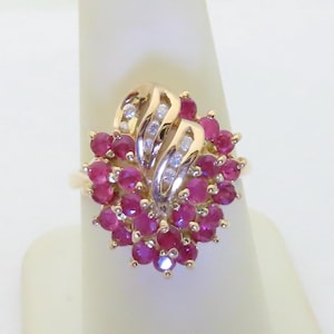 Antique Ruby Diamond Ring Natural Antique Jewelry Solid Gold Ring Womens Cocktail July Birthday Gifts Gold Rubies Ring 1.27ctw Size 8 R1630