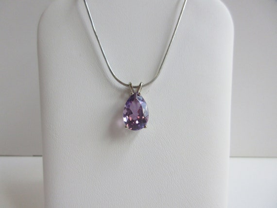 White Gold Amethyst Necklace Solitaire Pear 14k S… - image 6