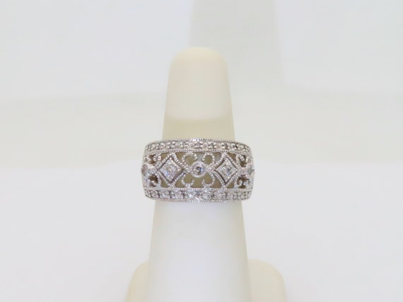 Antique Diamond Ring Filigree Natural Diamonds Ri… - image 1