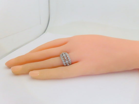 Antique Diamond Ring Filigree Natural Diamonds Ri… - image 8