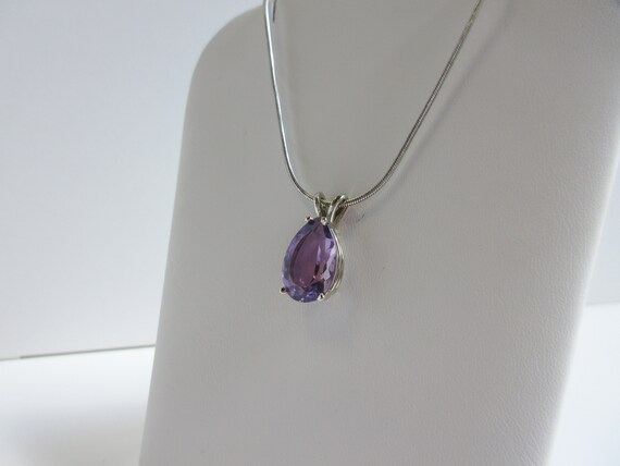 White Gold Amethyst Necklace Solitaire Pear 14k S… - image 7