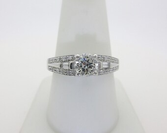 14k White Gold Diamond Engagement Rings Round Natural Brilliant Diamonds Fine Jewelry Solid Gold Womens Bridal VVS 1.10ctw Size 9.75 R1638