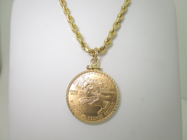 Gold Coin Necklace Eagle Walking Liberty 1986 14k Solid Gold Etsy