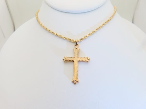 14K Solid Gold Cross Necklace Pendant Religious J… - image 8