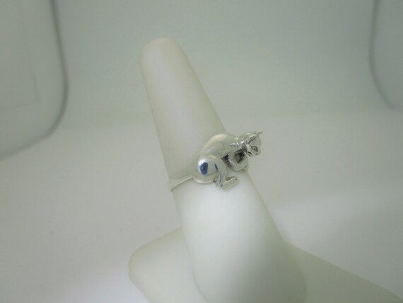 Sterling Silver Cat Ring Kitty Solid Wrap Around … - image 2