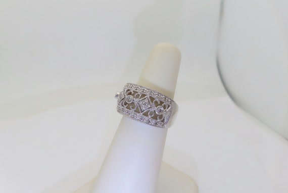 Antique Diamond Ring Filigree Natural Diamonds Ri… - image 6