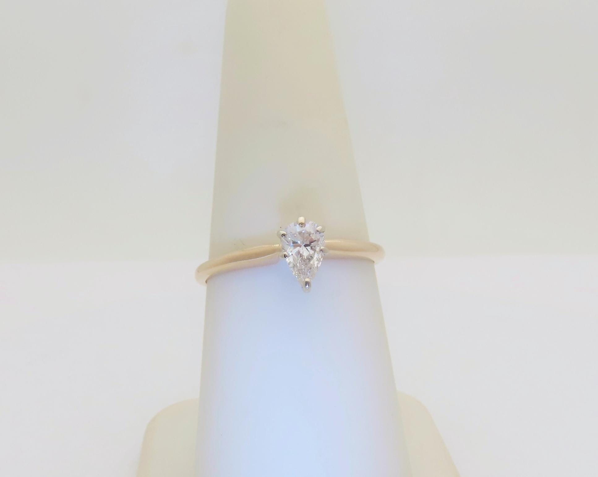 14k Pear Diamond Engagement Rings Solitaire Natural Brilliant Solid ...