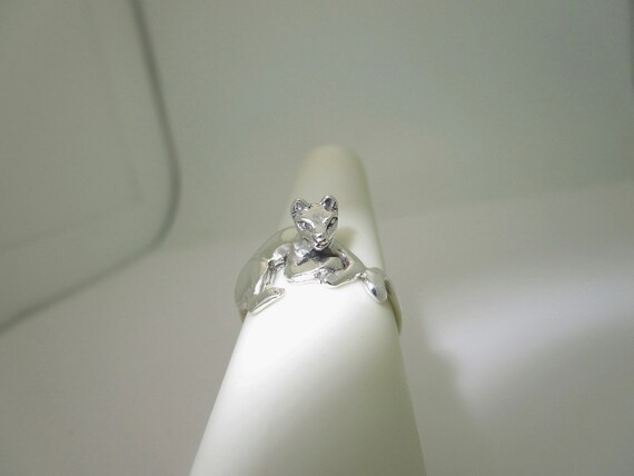 Sterling Silver Cat Ring Kitty Solid Wrap Around … - image 3