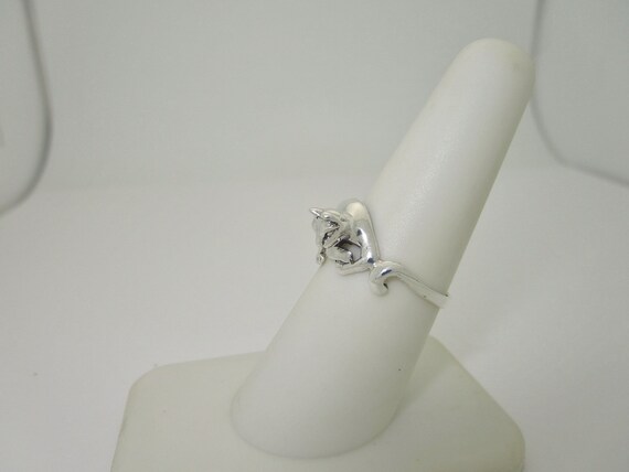 Sterling Silver Cat Ring Kitty Solid Wrap Around … - image 4