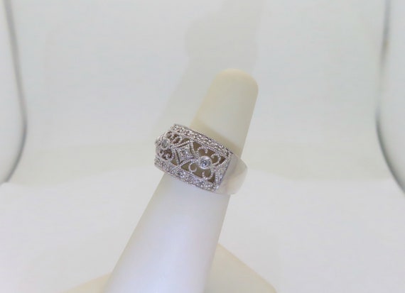 Antique Diamond Ring Filigree Natural Diamonds Ri… - image 2