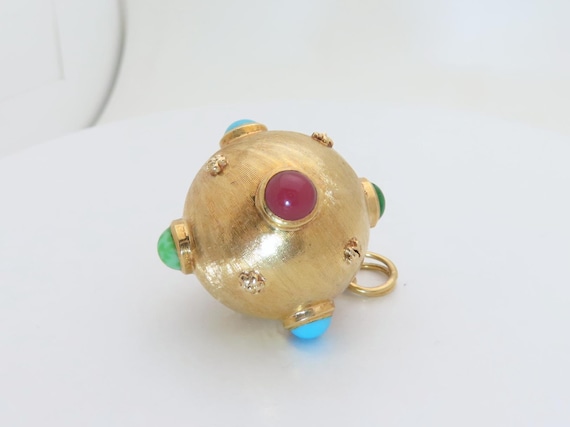 18k Solid Gold Multistone Outer Space Charm Orbit… - image 1