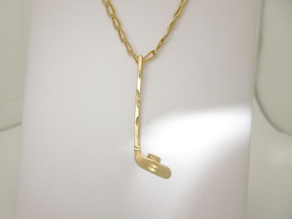 Gold Hockey Necklace Nhl Stick Pendant 14k Solid 18 - Gold Hockey Stick Pendant