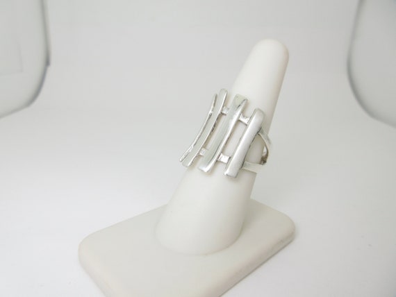 Sterling Abstract Ring Designer Statement Cocktai… - image 2