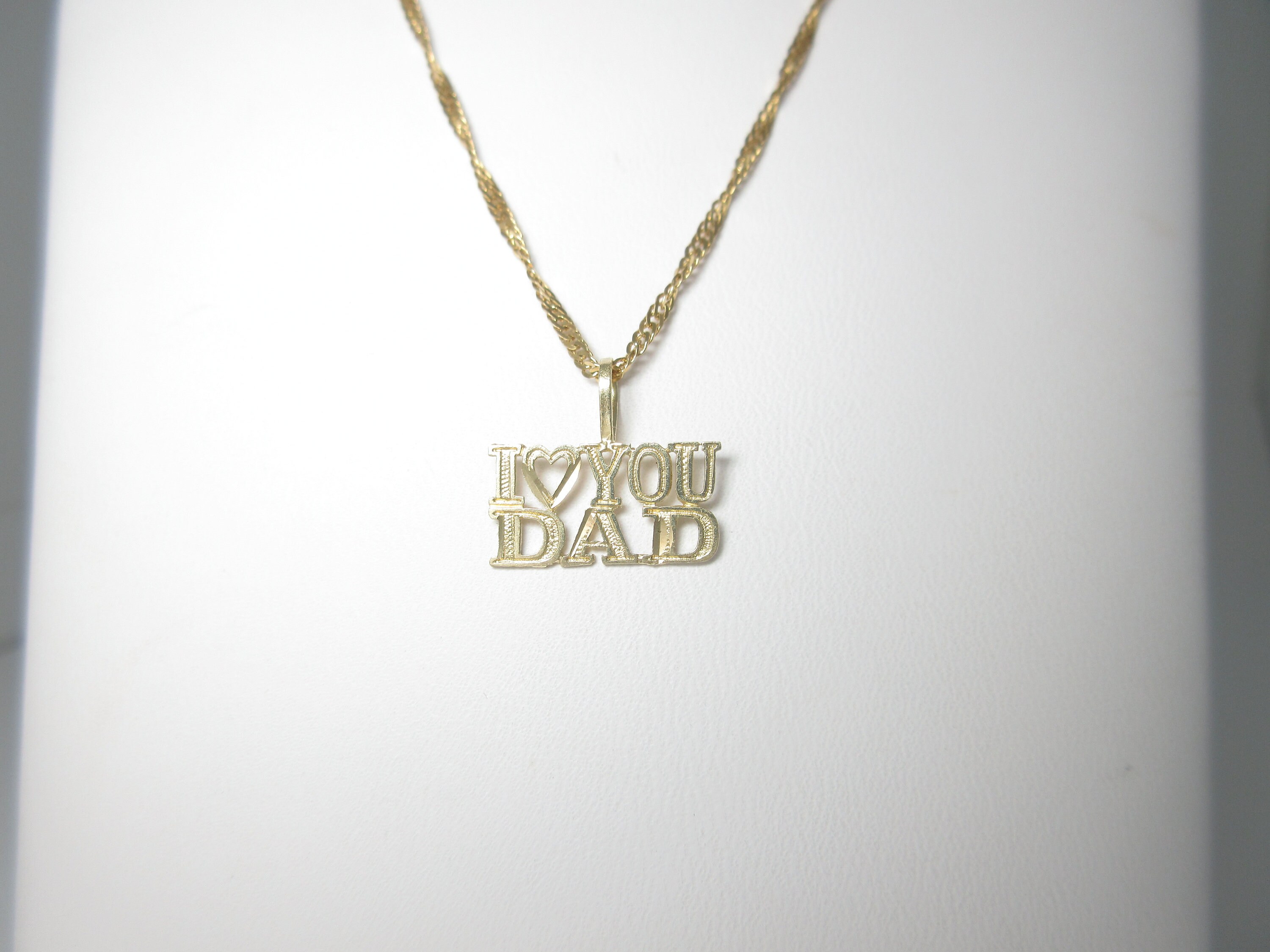 Mens Gold I Love You Dad Necklace Fathers Day 14k Solid Rope Etsy