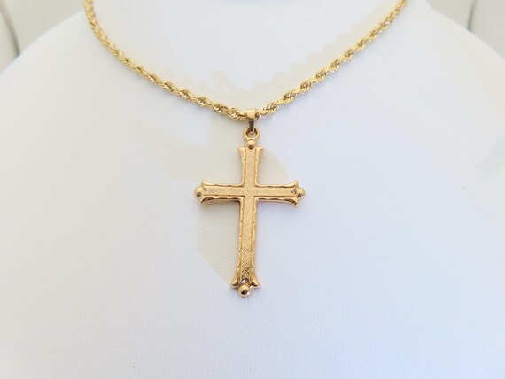 14K Solid Gold Cross Necklace Pendant Religious J… - image 7