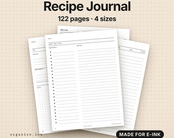 Digital Recipe Book | Recipe Cards, Index, Meal Plan (PDF Download)