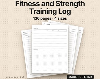 Fitness Planner & Workout Log, Digital | Strength, Running, Records (PDF Download)