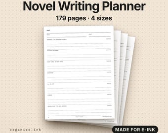 Novel Planner & Writing Journal, Digital | Plot, Characters, Chapters (PDF Download)