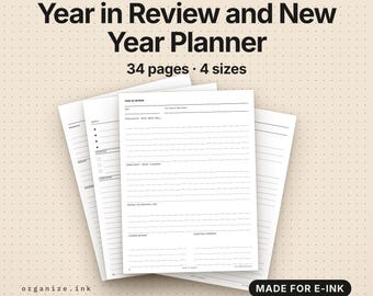 Year in Review & Goal Planner, Digital | Gratitude Journal, Reflection (PDF Download)