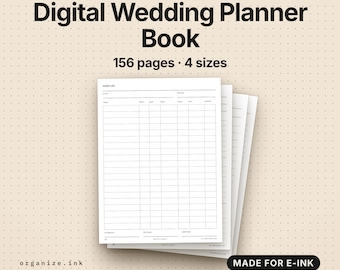 Digital Wedding Planner Book, Printable | Guest List, Budget, Seating Plan, Vendors, Timeline (PDF Download)
