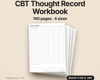 CBT Worksheets & Anxiety Workbook, Digital | Thought Record, Worry Log (PDF Download)