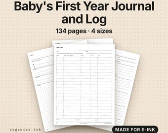 Baby's First Year Memory Book & Log | Feeding, Sleep, Milestones (PDF Download)