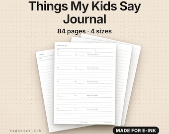 Things My Kids Say Memory Book | Funny Quote Journal (PDF Download)