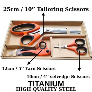 Sewing Scissors Set, 10 Inch Tailor Shears, 5 Inch Thread Scissors, 4 Inch Sewing Scissors, Dressmaking & Fabric Cutting Tools