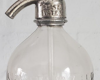 Antique Vintage Shasta Water Seltzer Bottle Soda Water Seltzer Water Bottle Siphon Bottle Clear