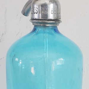 Antique Vintage American Soda Water Co. Seltzer Bottle Newark N.J. Soda Water Seltzer Water Bottle Siphon Bottle Blue
