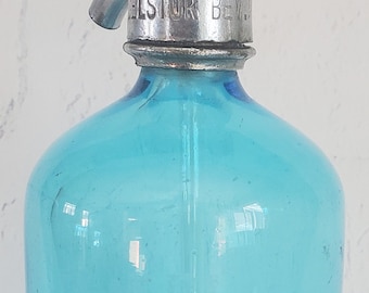 Antique Vintage American Soda Water Co. Seltzer Bottle Newark N.J. Soda Water Seltzer Water Bottle Siphon Bottle Blue
