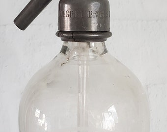 Antique Vintage Hamilton Mineral Water Co. Seltzer Bottle Soda Water Seltzer Water Bottle Siphon Bottle Pilgrim Bros. Clear Hamilton ONT.