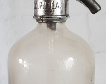 Antique Vintage Atlantic Bottling Works Seltzer Bottle Soda Water Seltzer Water Bottle Siphon Bottle Atlantic City N.J. Clear