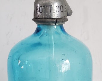 Antique Vintage Victoria Bottling Co. Seltzer Bottle New York Soda Water Seltzer Water Bottle Siphon Bottle Blue