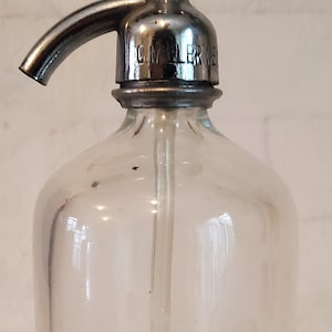 Antique Vintage C. Miller Carbonated Water Seltzer Bottle Soda Water Seltzer Water Bottle Siphon Bottle Newark N.J. Clear