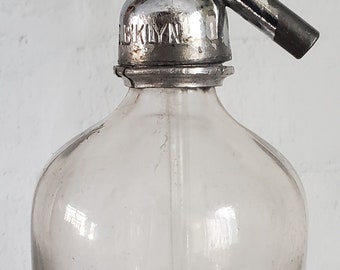 Antique Vintage Thos. E. Morrissey Seltzer Bottle Soda Water Seltzer Water Bottle Siphon Bottle Brooklyn N.Y. Clear Carbonated Water