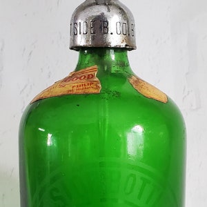 Antique Vintage West Side Bottling Co. Seltzer Bottle Brooklyn N.Y. Soda Water Seltzer Water Bottle Green, Siphon Bottle