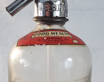 Antique Vintage M. S. Bottling Co. Seltzer Bottle Soda Water Seltzer Water Bottle Siphon Bottle Bronx N.Y. Clear