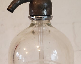 Antique Vintage F. M. Rimmington & Son Ltd.  Water Seltzer Bottle Soda Water Seltzer Water Bottle Siphon Bottle British Siphon London Clear