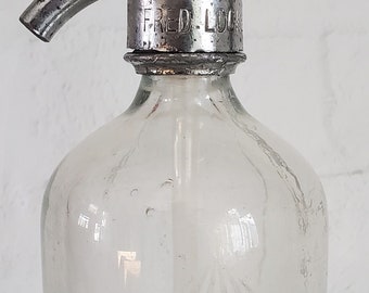 Antique Vintage Martin's Beverages Seltzer Bottle Soda Water Seltzer Water Bottle Siphon Bottle New York City Clear