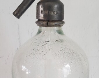Antique Vintage G. Fauman Seltzer Bottle Soda Water Seltzer Water Bottle Siphon Bottle Toronto Clear British Siphon Co. London