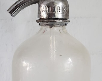 Antique Vintage S. Taylor Seltzer Bottle Soda Water Seltzer Water Bottle Siphon Bottle Hackensack N.J. Clear