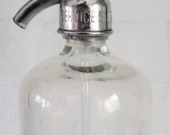 Antique Vintage Service Bott. Wks. Seltzer Bottle Soda Water Seltzer Water Bottle Siphon Bottle Patterson N.J. Clear Carbonated Water