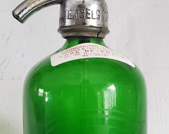 Antique Vintage Excelsior Bottling Seltzer Bottle Newark N. J. Soda Water Seltzer Water Bottle Green, Siphon Bottle