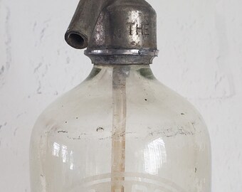 Antique Vintage The Home Brewing Co. Seltzer Bottle Soda Water Seltzer Water Bottle Siphon Bottle Shenandoah PA. Clear