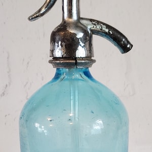 Antique Vintage Feig&#39;s Sparkling Beverages Seltzer Bottle New York Soda Water Seltzer Water Bottle Siphon Bottle Blue