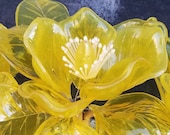 Vintage Lucite Flower Arrangement, Made in Italy by Crystalin in 1966, Large Chartreuse Yellow Magnolia, Flower Power, Wedding Bouquet