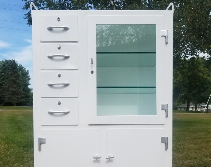 Vintage Steel Medical Industrial Dental Apothecary Pharmacy